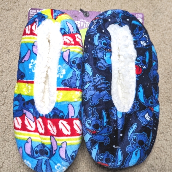 Disney's stitch 2 pack adult fuzzy babba slipper‎ socks - Picture 1 of 5